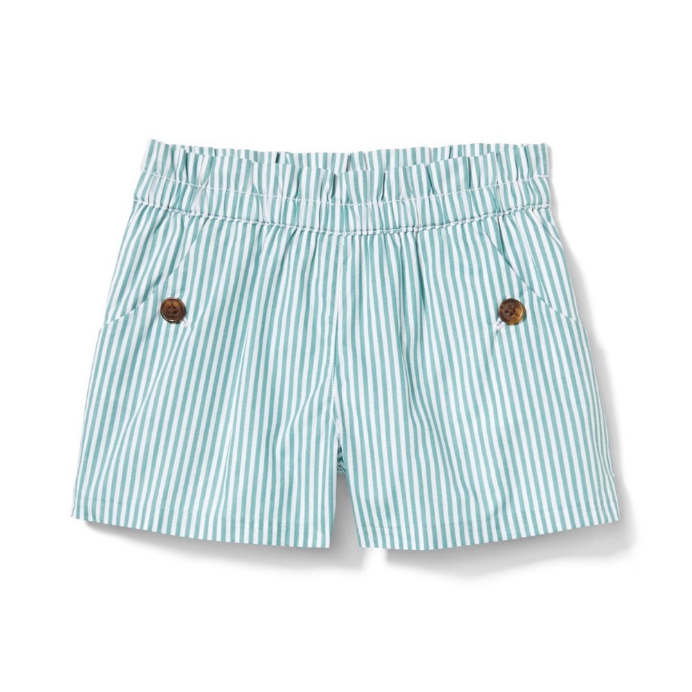 Janie and Jack baby girls 3-6 month green & white striped shorts